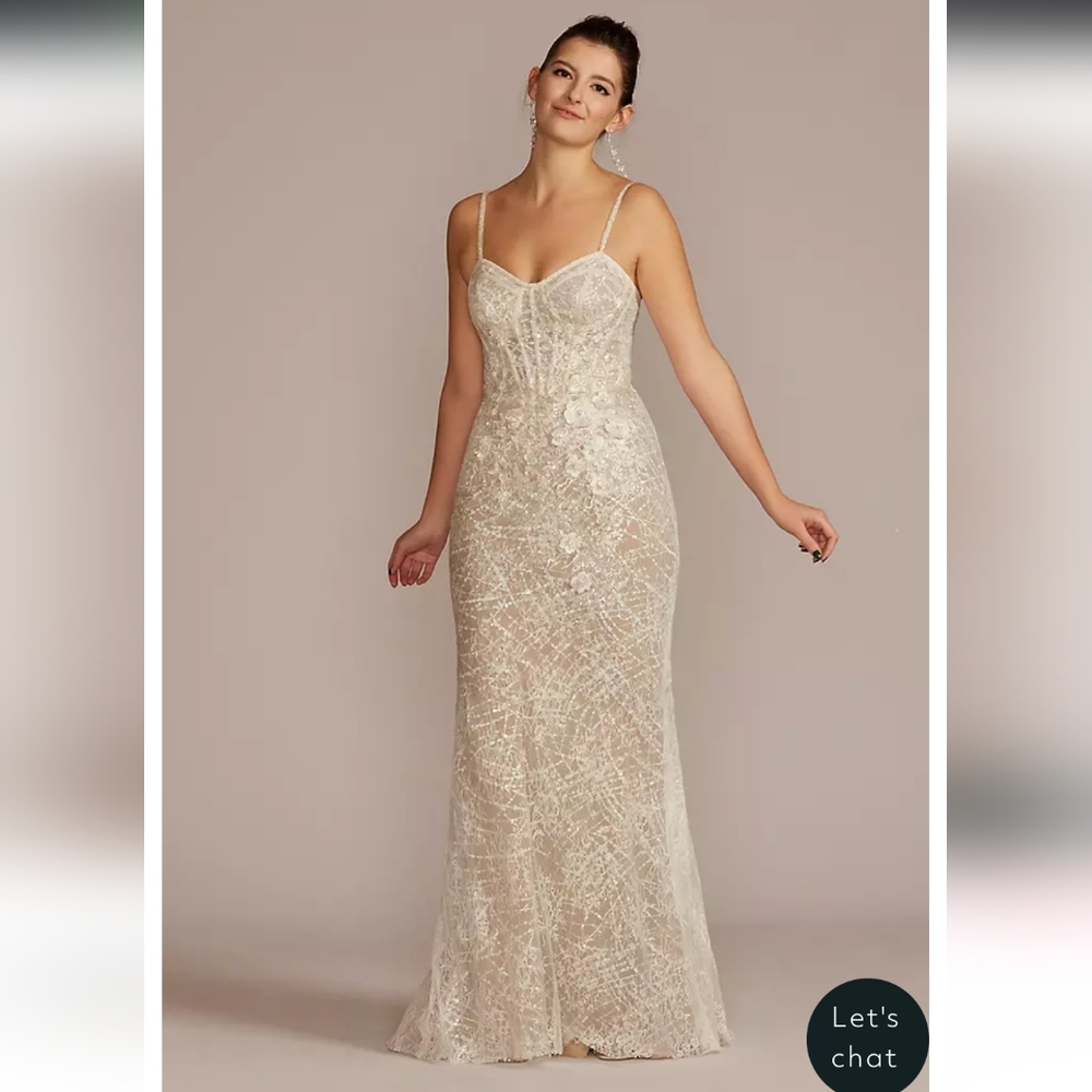NWT 16w (Street Sz 14w) Galina Signature Ivory Sheath Gown W/bag READ Descrip.